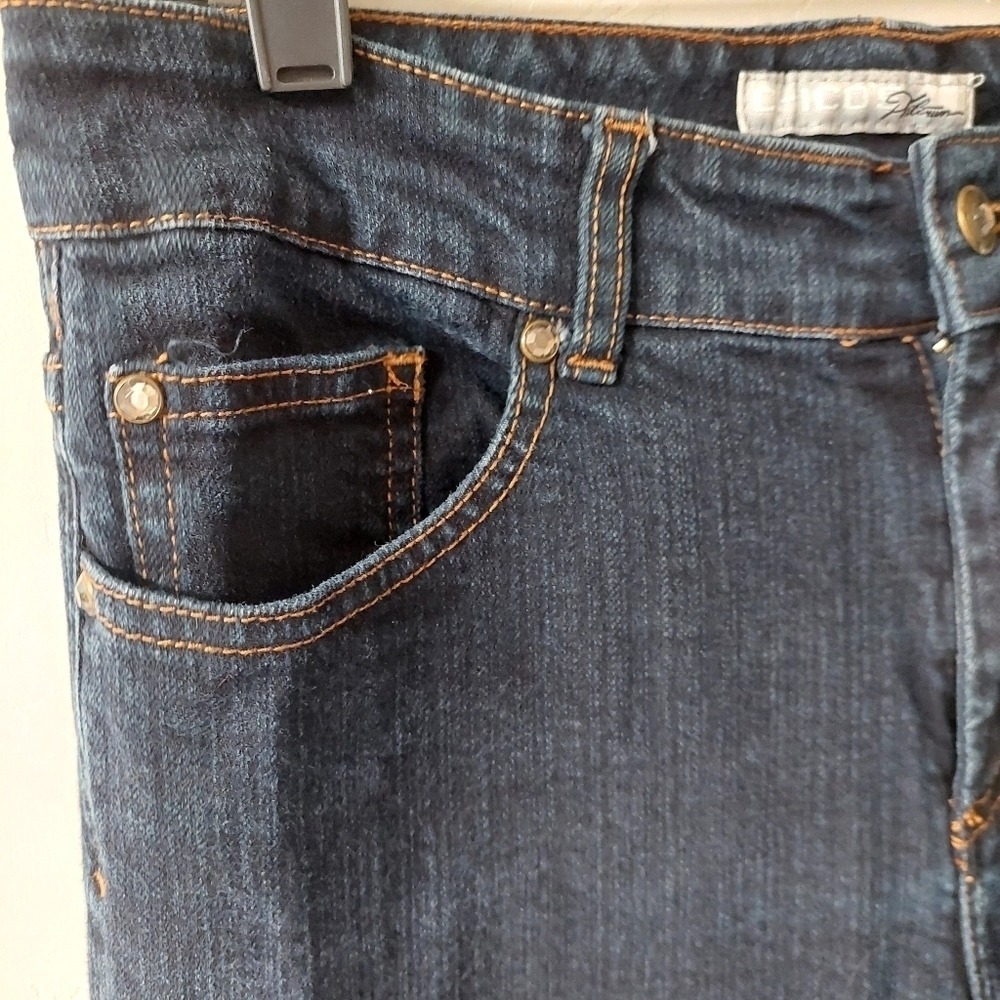 Platinum Charm Jeans Womens Size 0 Indigo Blue Bootcut Rhinestone Pocket Stretch - Picture 10 of 12
